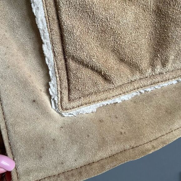 Vintage 70’s Lee Storm Rider Sherpa Suede Leather Coat Size 40 Marlboro Man - Picture 4 of 16